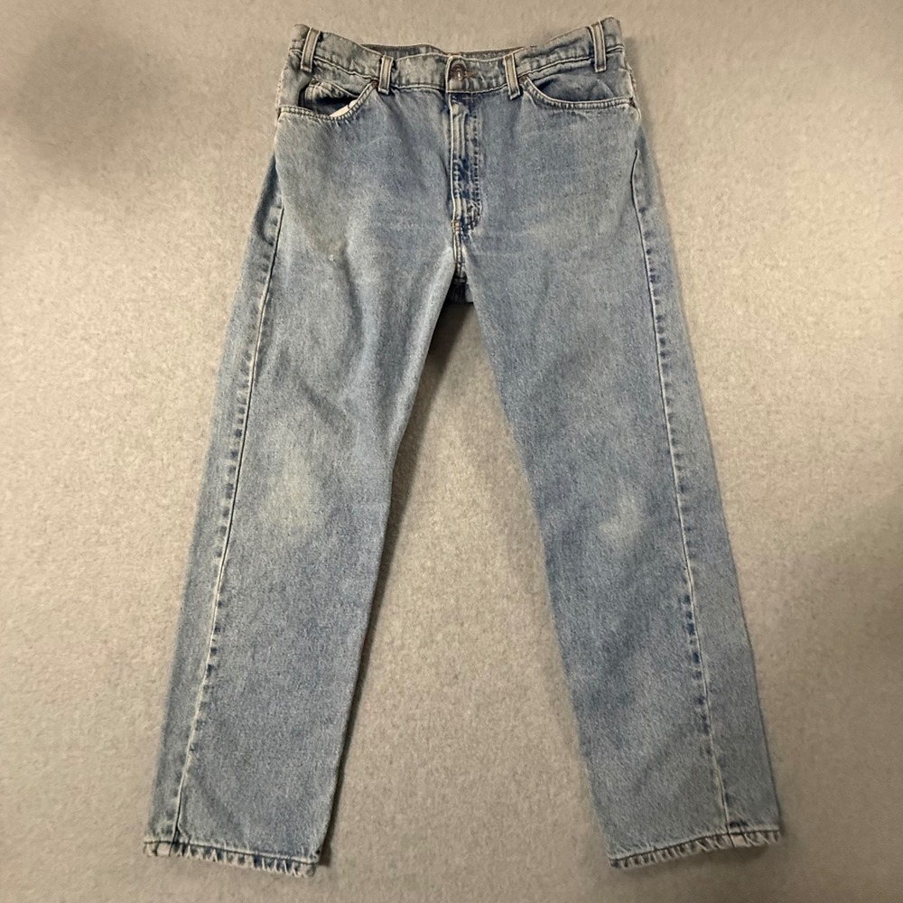 Vintage Levis 505 Orange Tab Jeans Mens 38x30 Light Wash Straight Leg Denim